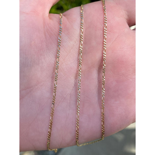 Vintage Solid 14k Yellow Gold Figaro Chain Necklace - 24.75 inches