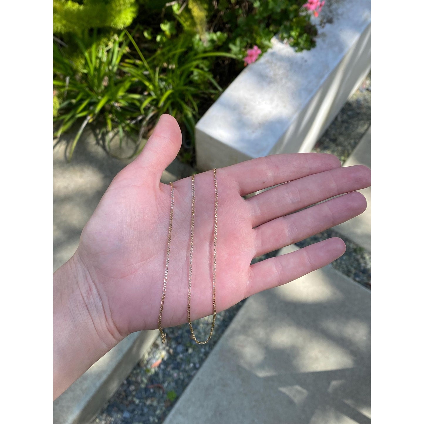 Vintage Solid 14k Yellow Gold Figaro Chain Necklace - 24.75 inches