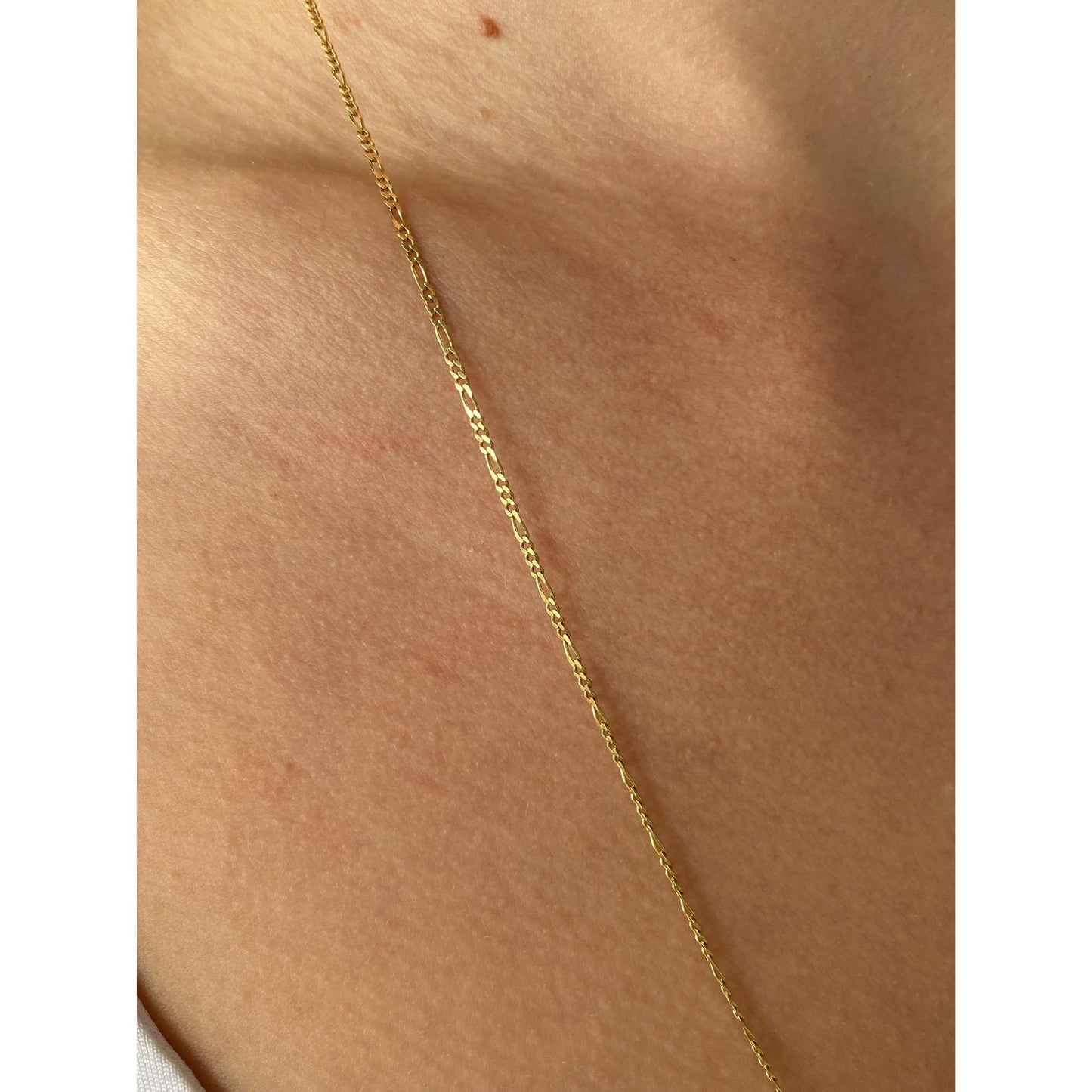 Vintage Solid 14k Yellow Gold Figaro Chain Necklace - 24.75 inches