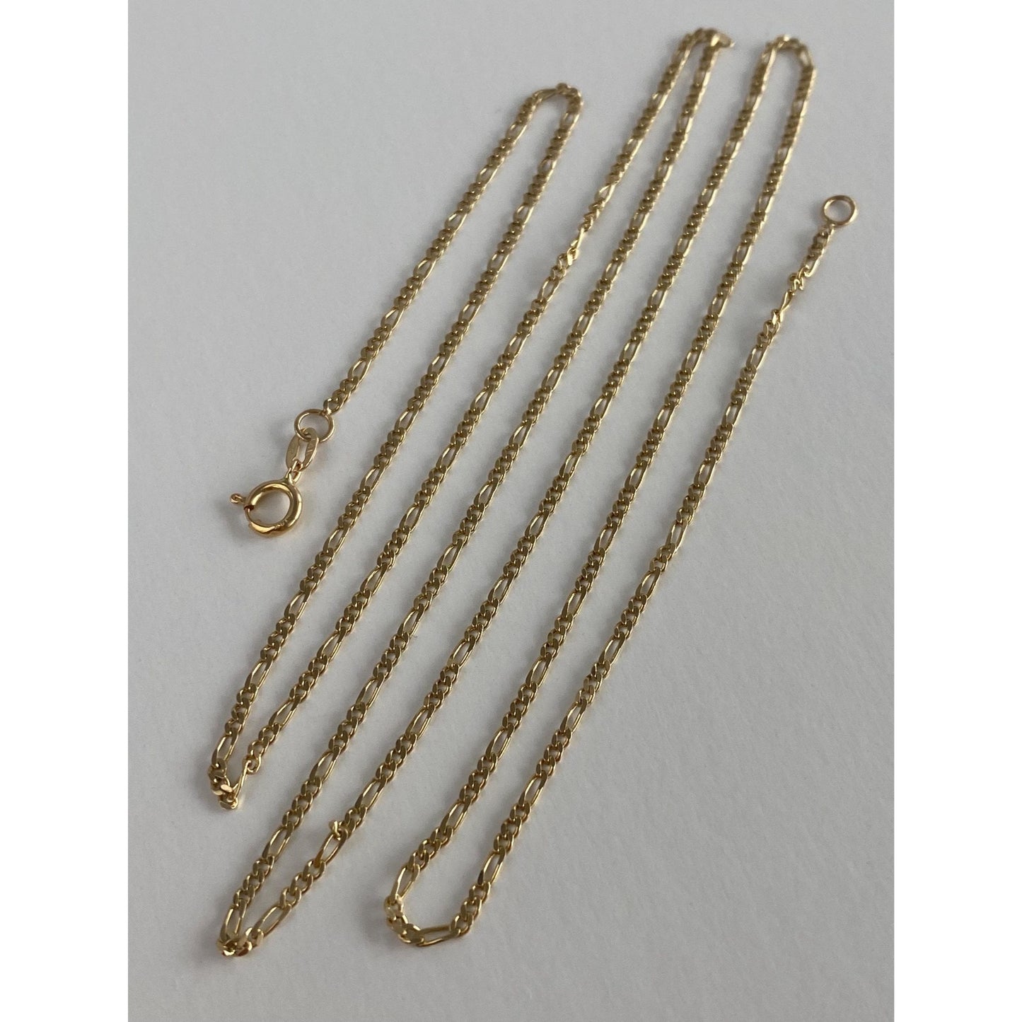 Vintage Solid 14k Yellow Gold Figaro Chain Necklace - 24.75 inches