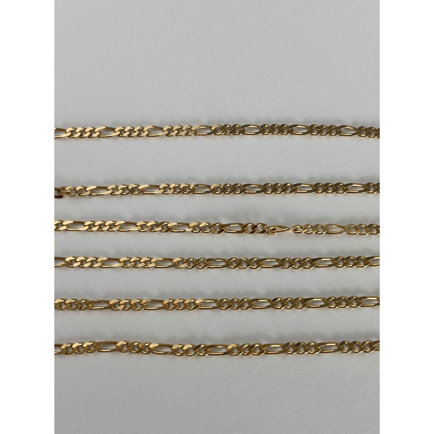 Vintage Solid 14k Yellow Gold Figaro Chain Necklace - 24.75 inches