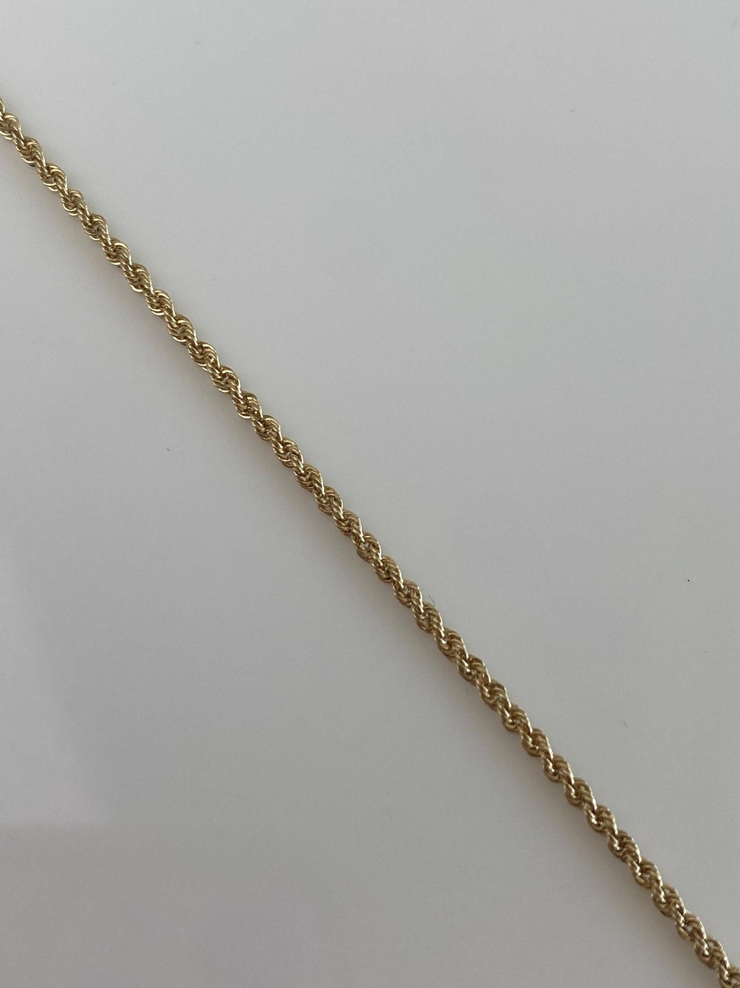 Vintage Solid 14k Yellow Gold Dainty Rope Chain Bracelet - 7 inches