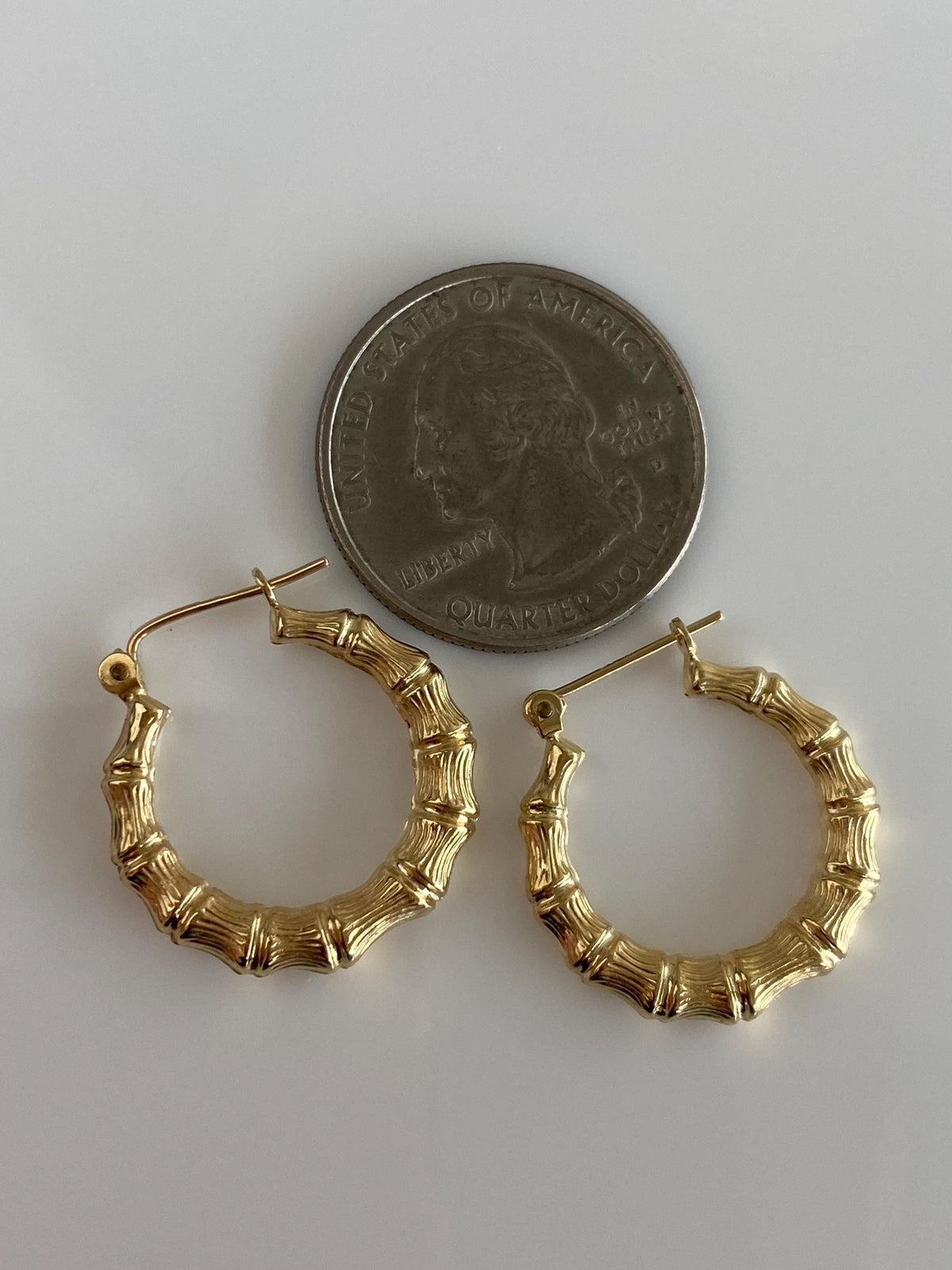 Vintage 14k Yellow Gold Bamboo Hoop Earrings