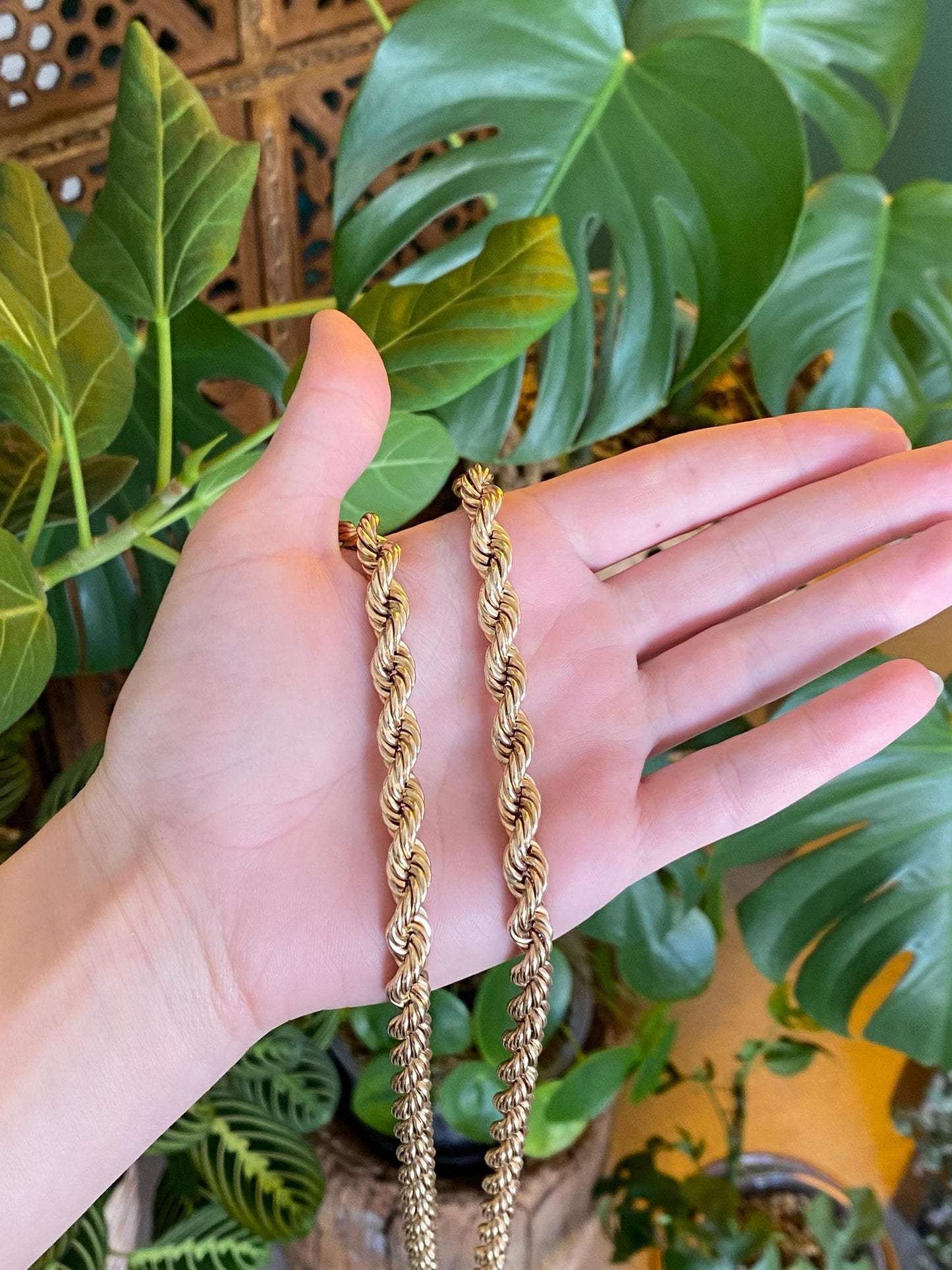 Vintage 14k Yellow Gold Chunky Rope Chain Necklace - 30.5 inches
