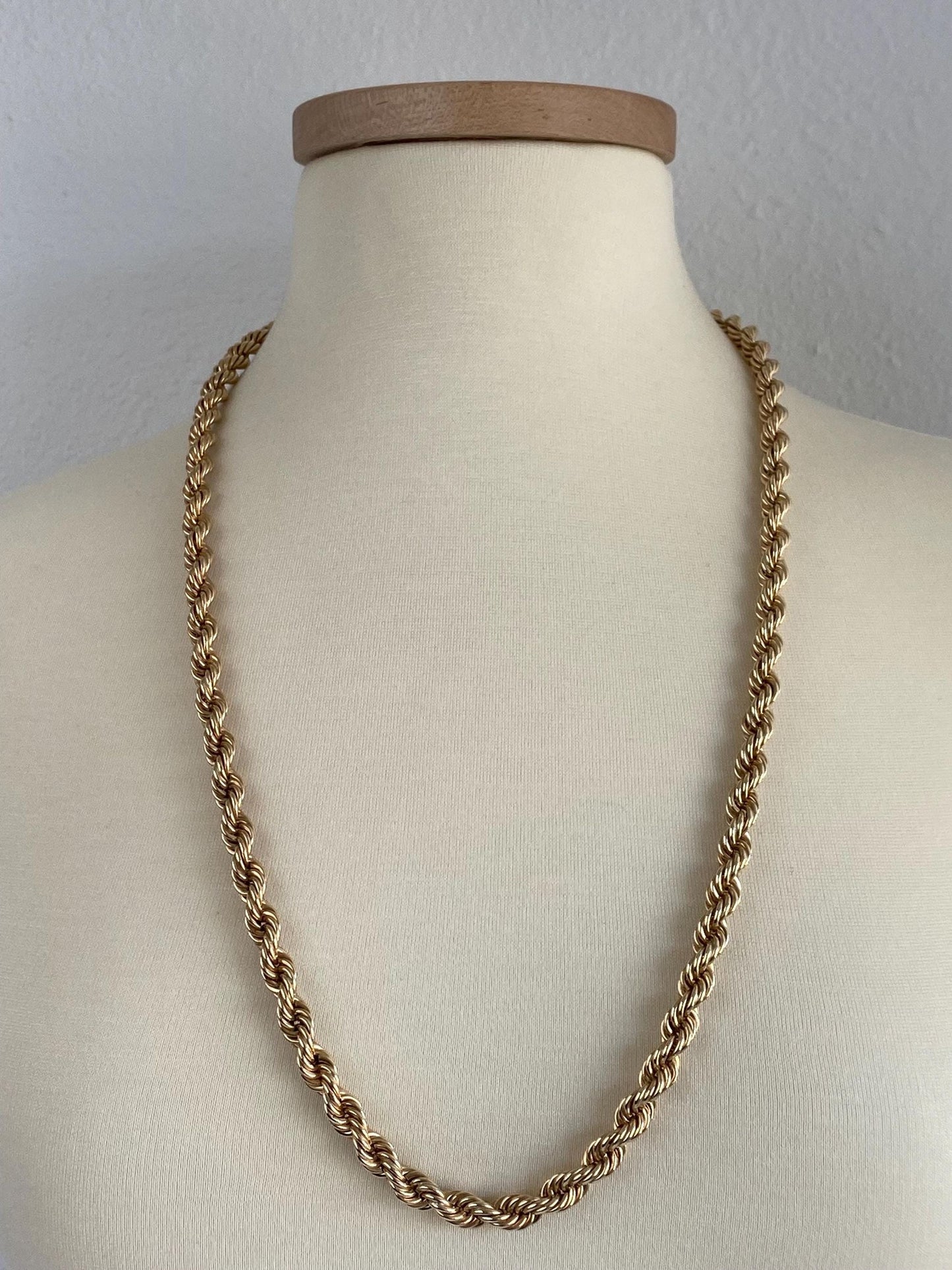 Vintage 14k Yellow Gold Chunky Rope Chain Necklace - 30.5 inches