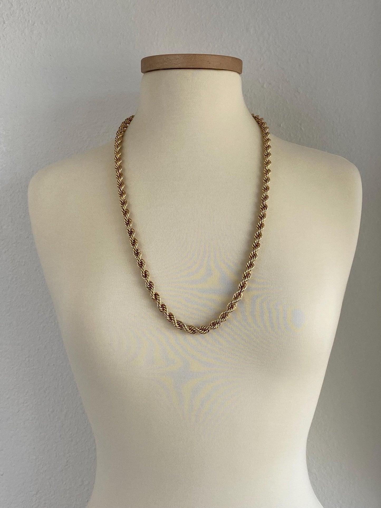 Vintage 14k Yellow Gold Chunky Rope Chain Necklace - 30.5 inches