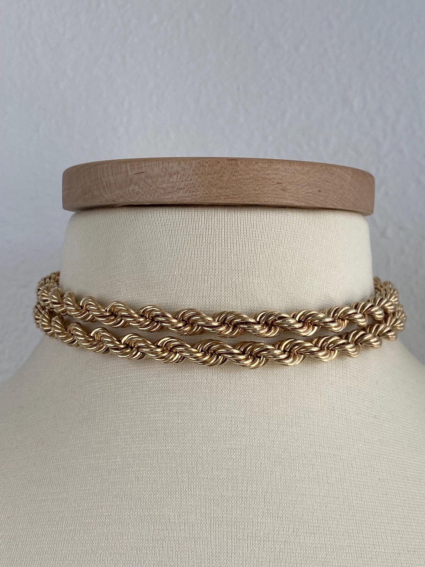 Vintage 14k Yellow Gold Chunky Rope Chain Necklace - 30.5 inches