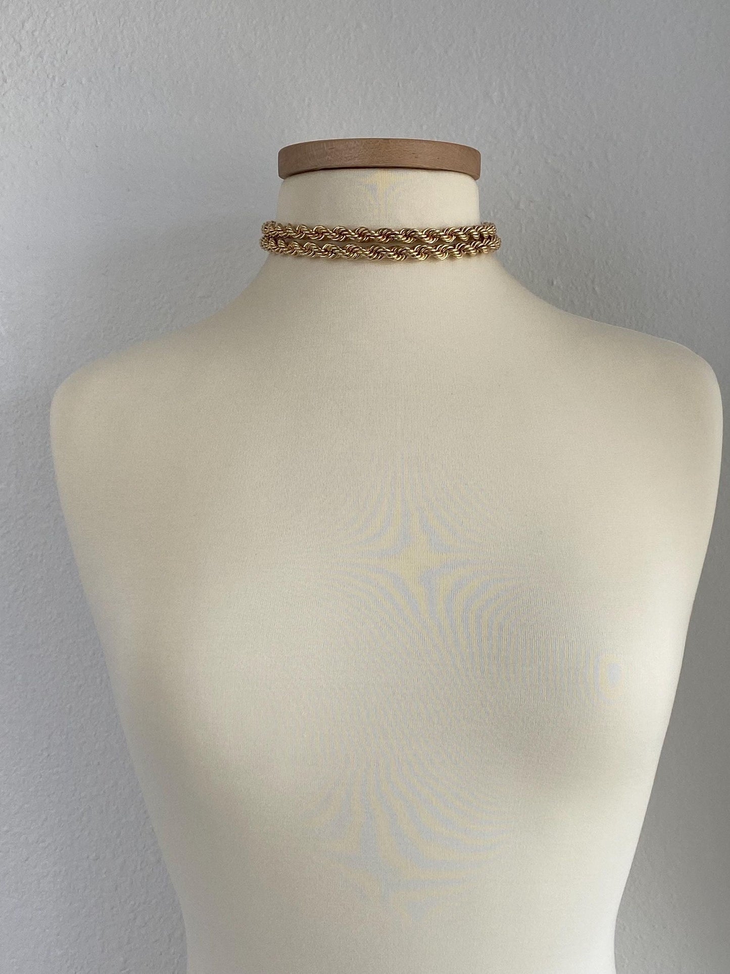 Vintage 14k Yellow Gold Chunky Rope Chain Necklace - 30.5 inches