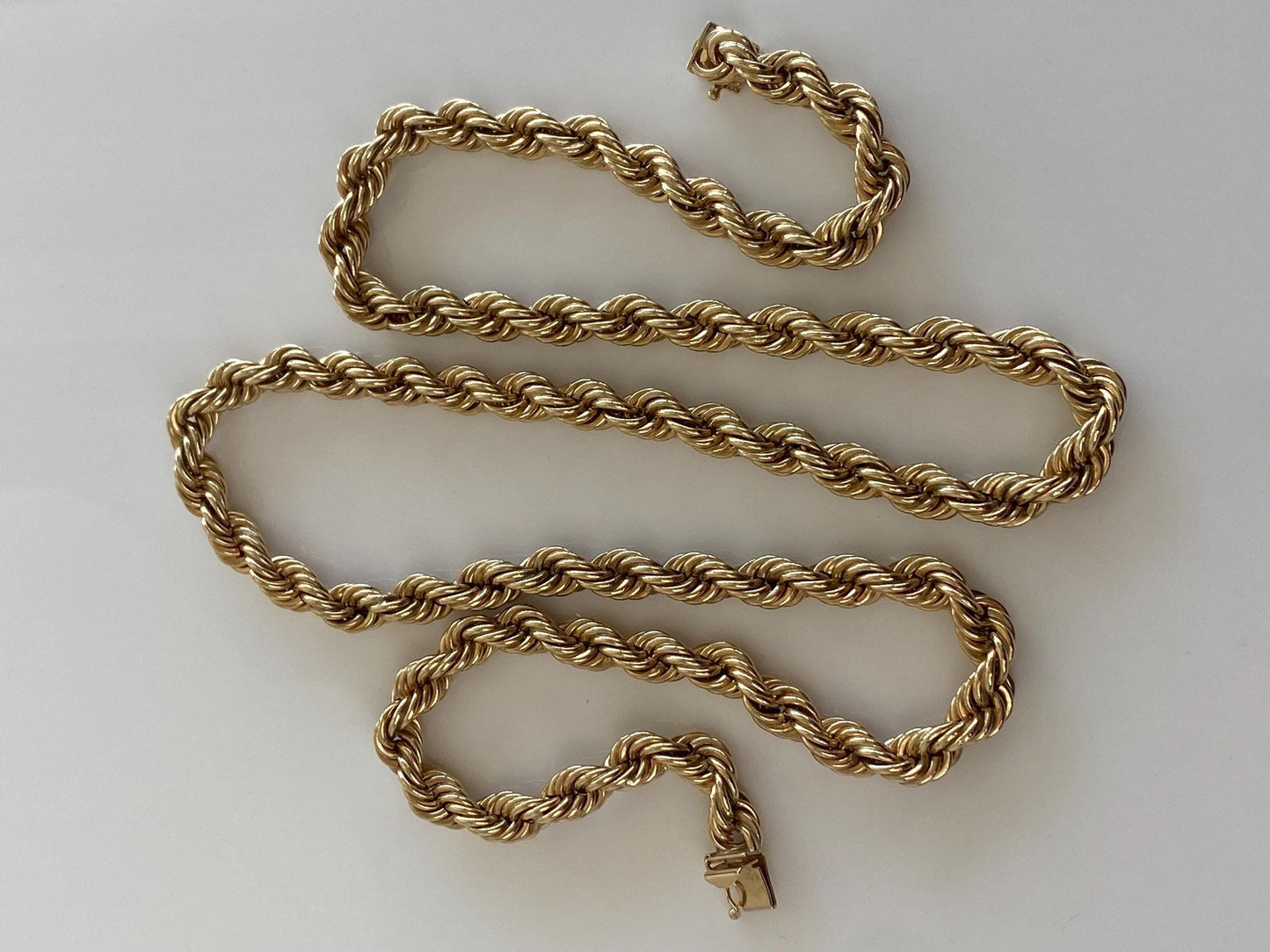 Vintage 14k Yellow Gold Chunky Rope Chain Necklace - 30.5 inches