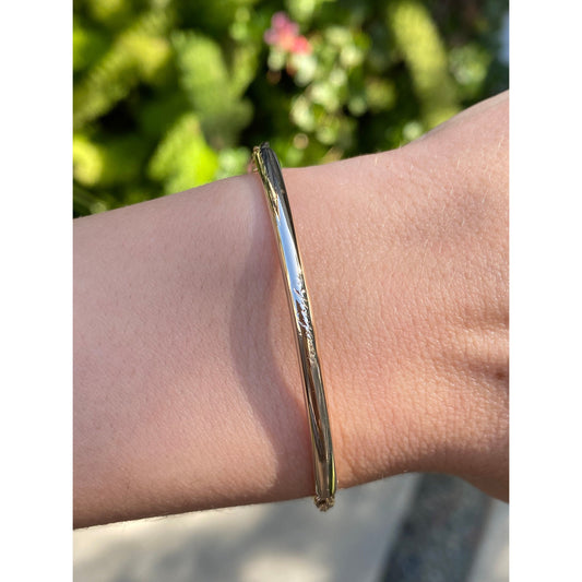 Vintage Solid 14k Yellow Gold Curved ID Rope Chain Bracelet - 6.75 inches