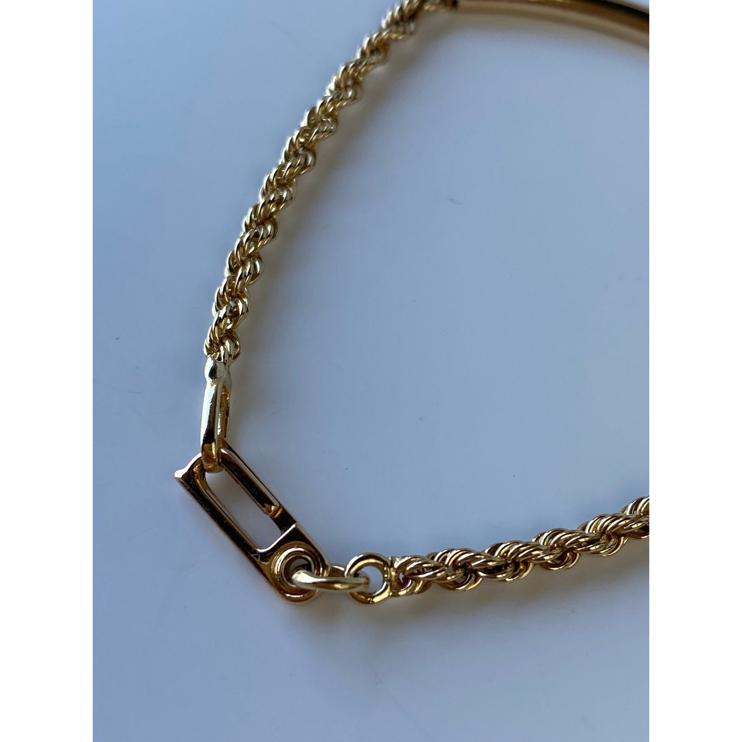 Vintage Solid 14k Yellow Gold Curved ID Rope Chain Bracelet - 6.75 inches
