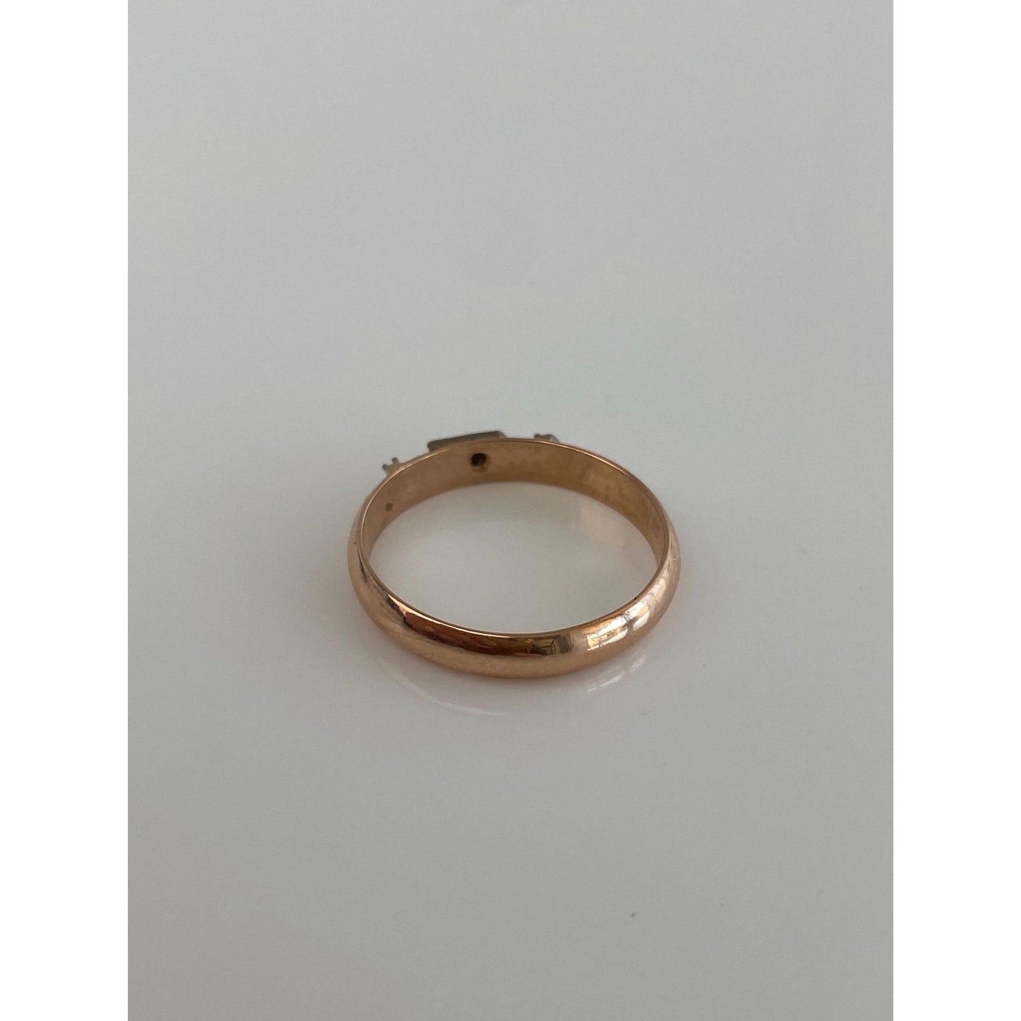 Vintage Solid 14k Rose & White Gold Diamond Ring Band - Size 8