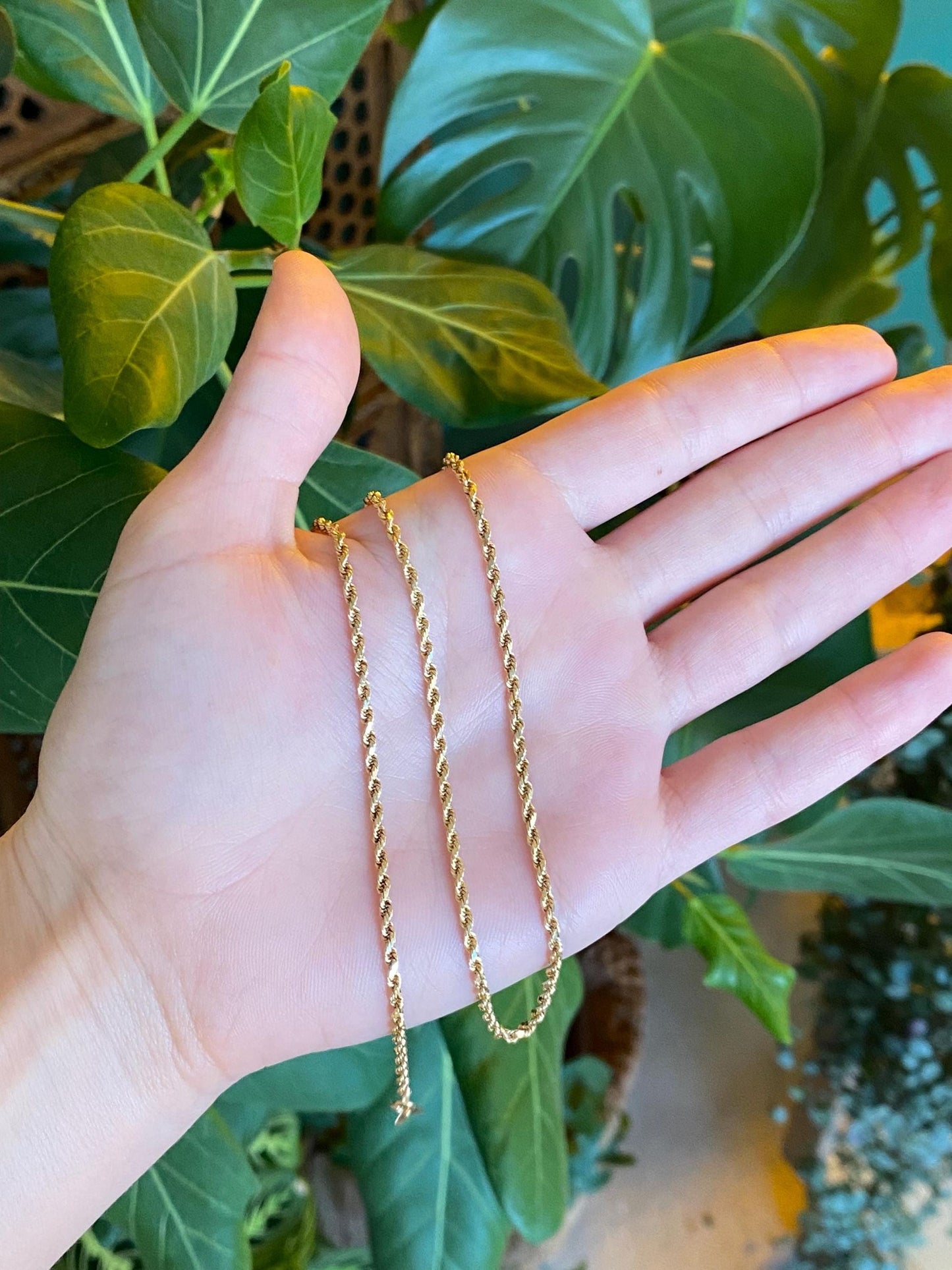 Vintage Solid 14k Yellow Gold Rope Chain Necklace - 20.75 inches