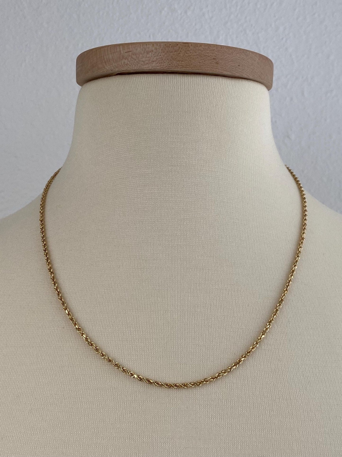 Vintage Solid 14k Yellow Gold Rope Chain Necklace - 20.75 inches