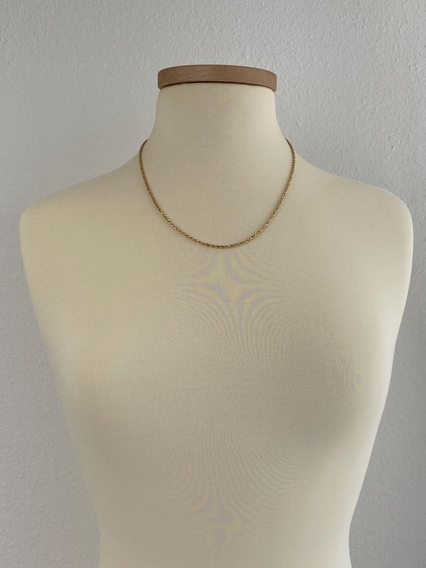 Vintage Solid 14k Yellow Gold Rope Chain Necklace - 20.75 inches