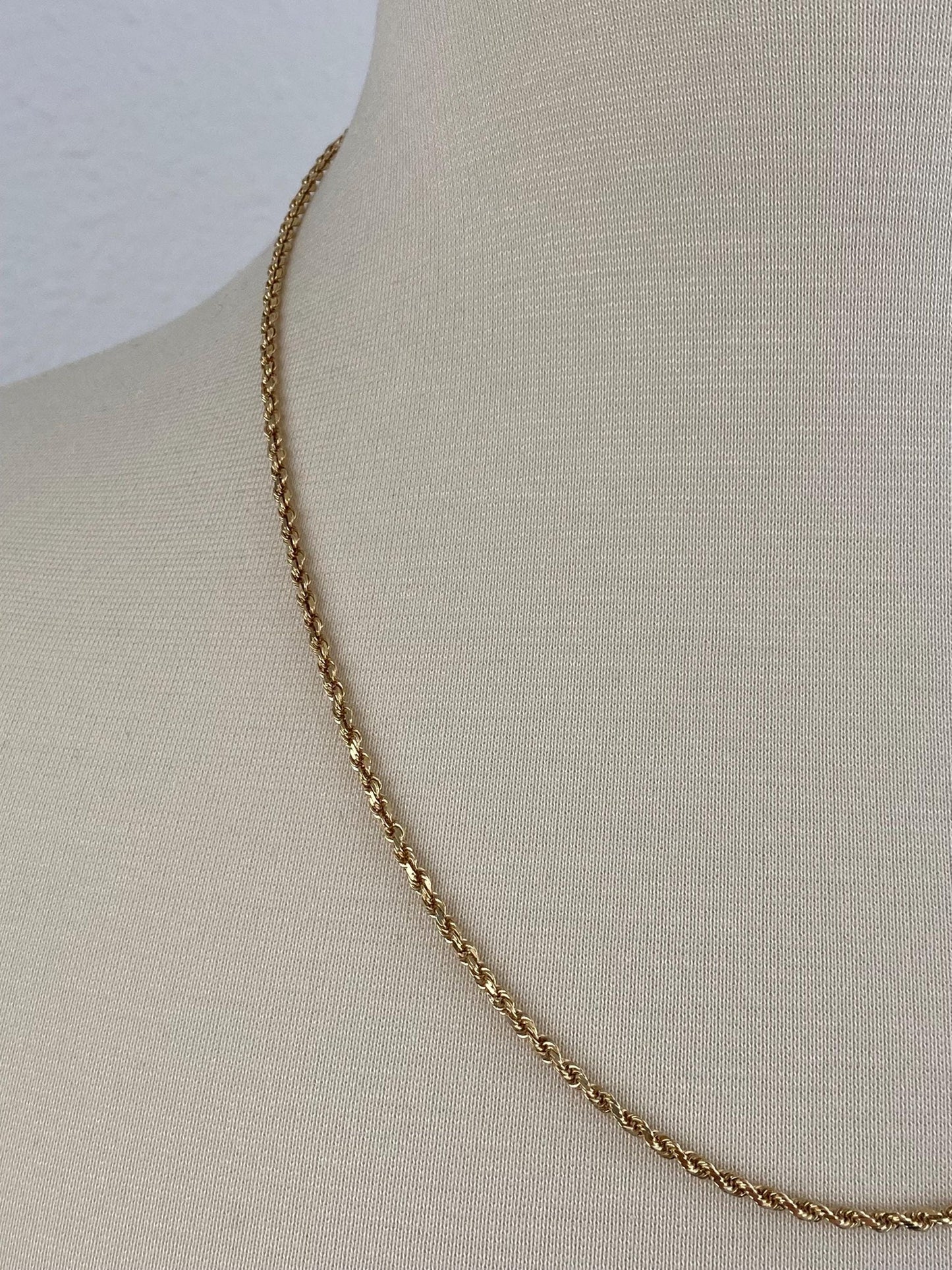 Vintage Solid 14k Yellow Gold Rope Chain Necklace - 20.75 inches