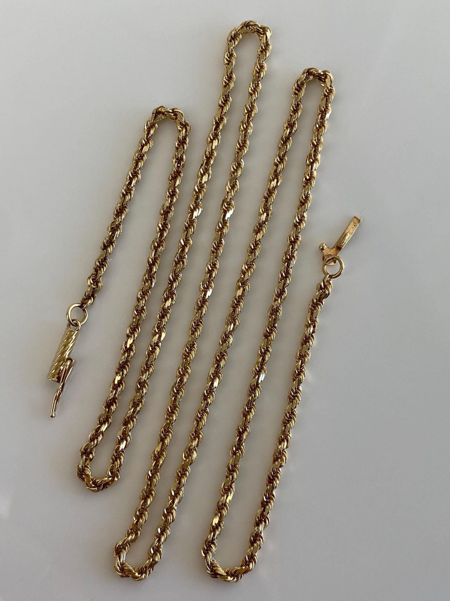 Vintage Solid 14k Yellow Gold Rope Chain Necklace - 20.75 inches