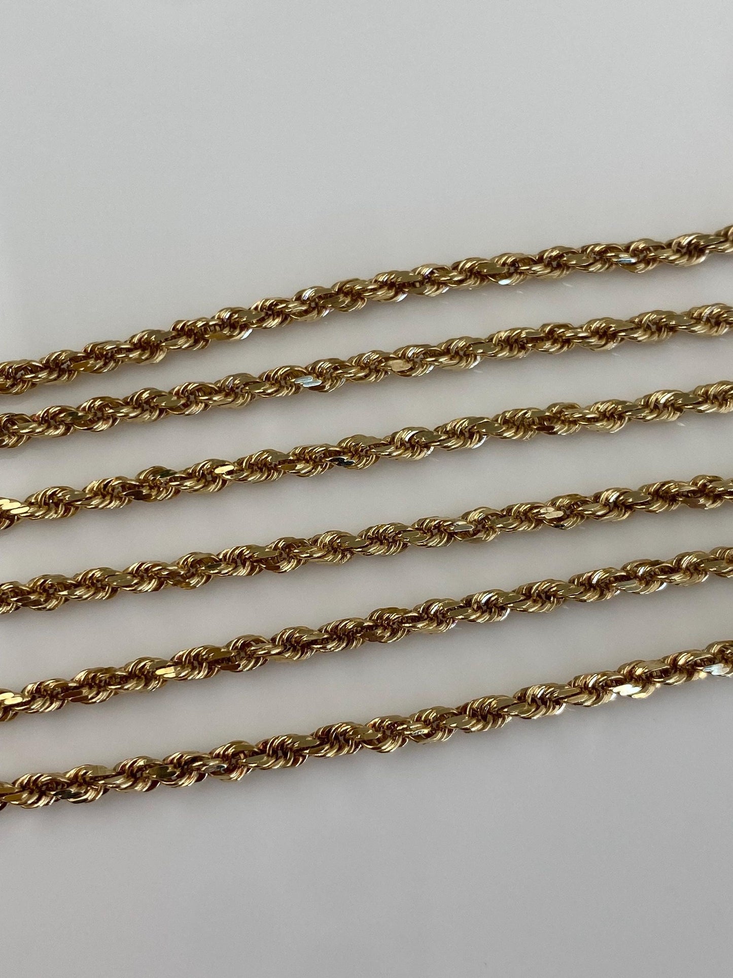 Vintage Solid 14k Yellow Gold Rope Chain Necklace - 20.75 inches