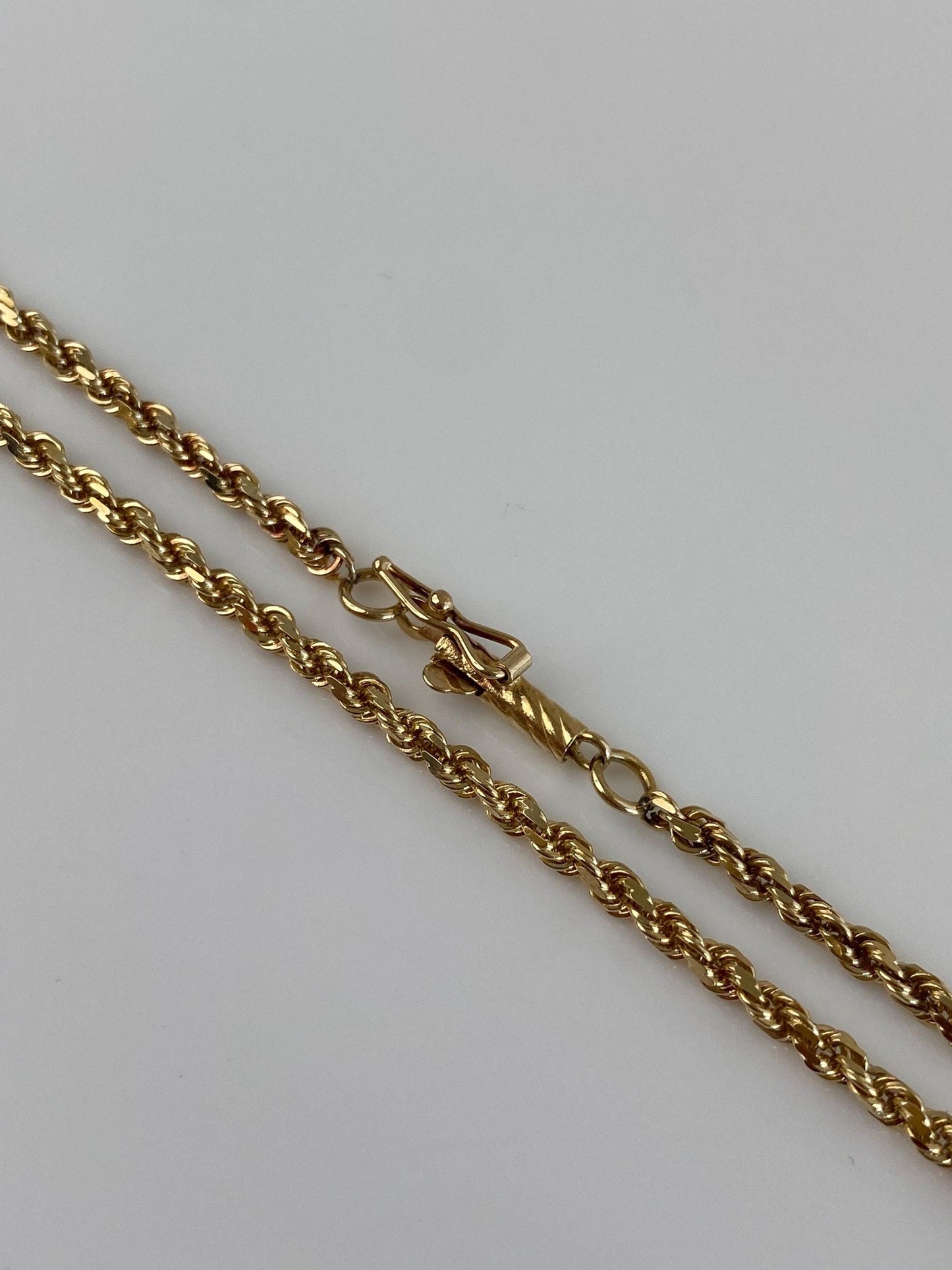 Vintage Solid 14k Yellow Gold Rope Chain Necklace - 20.75 inches