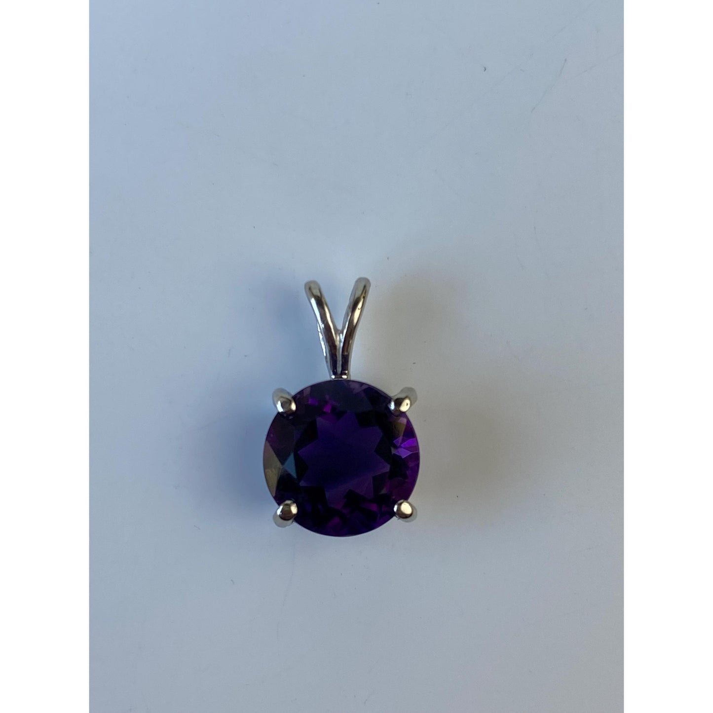 Vintage Solid 14k White Gold Amethyst Charm