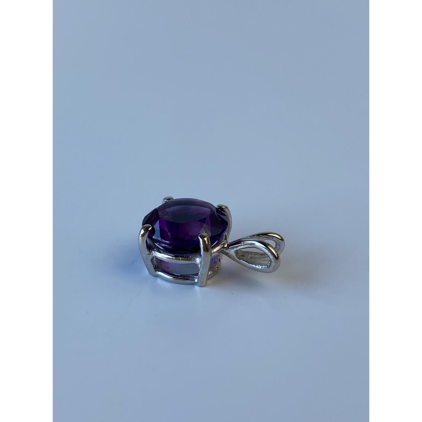 Vintage Solid 14k White Gold Amethyst Charm