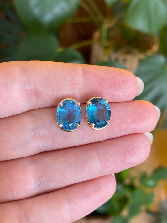 Vintage Solid 14k Yellow Gold Topaz Drop Earrings