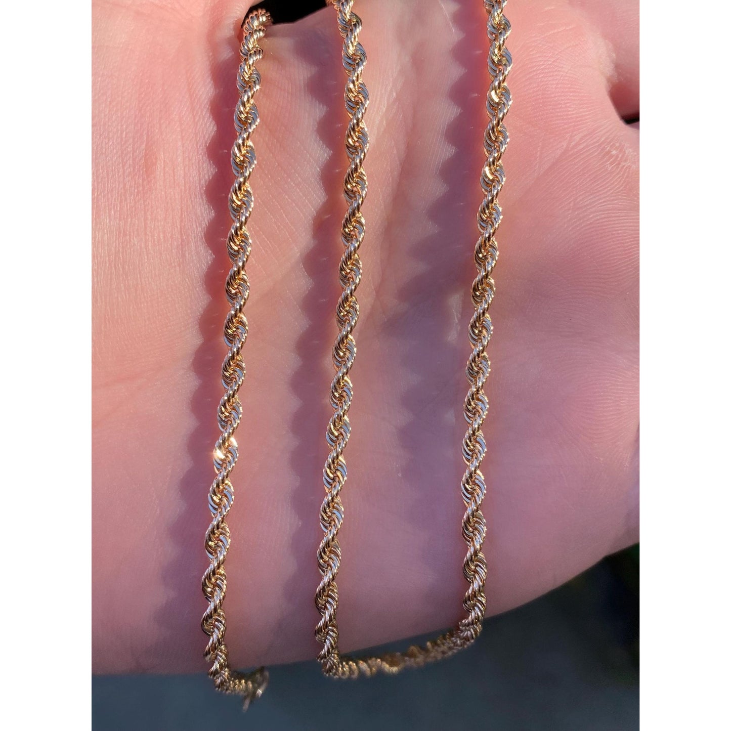 Vintage Solid 14k Yellow Gold Rope Chain Necklace - 24.25 inches