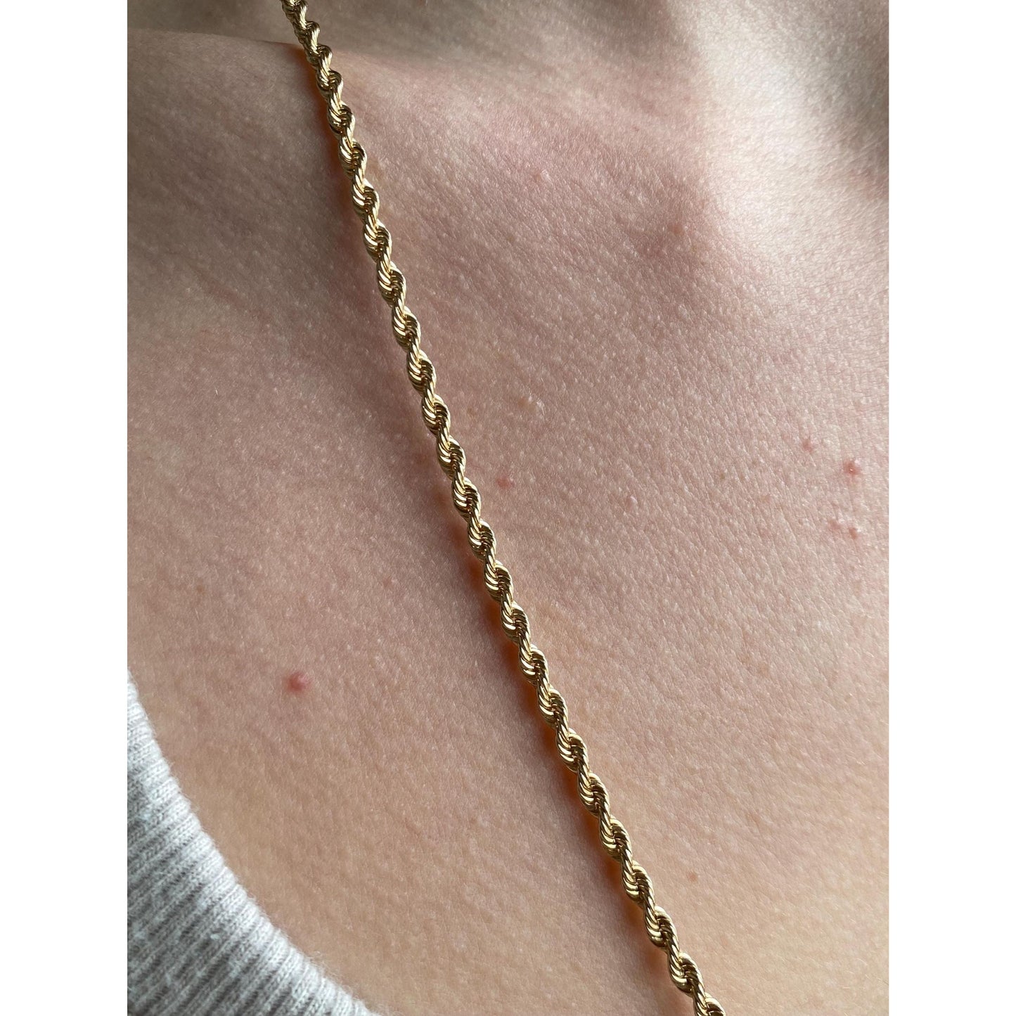 Vintage Solid 14k Yellow Gold Rope Chain Necklace - 24.25 inches