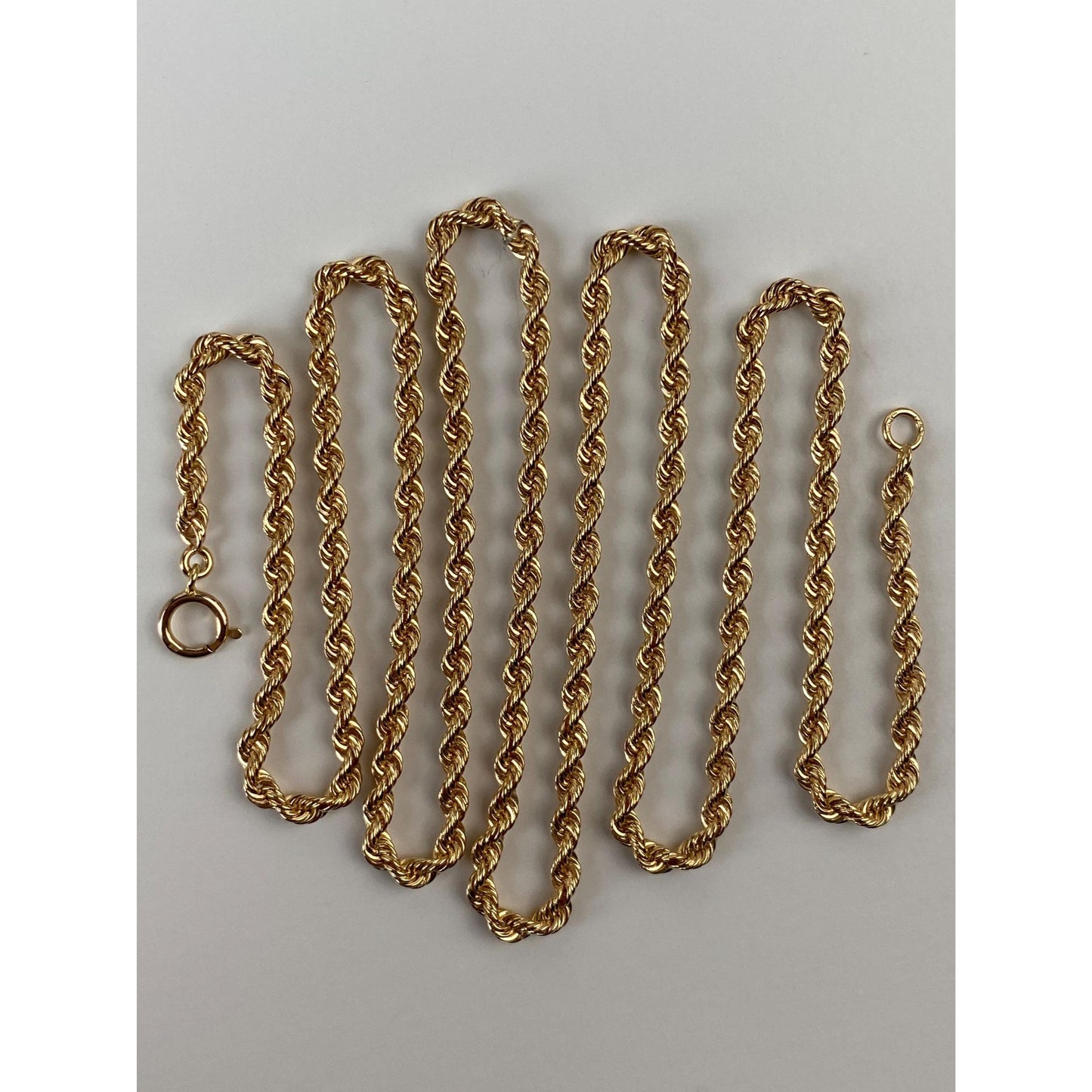 Vintage Solid 14k Yellow Gold Rope Chain Necklace - 24.25 inches