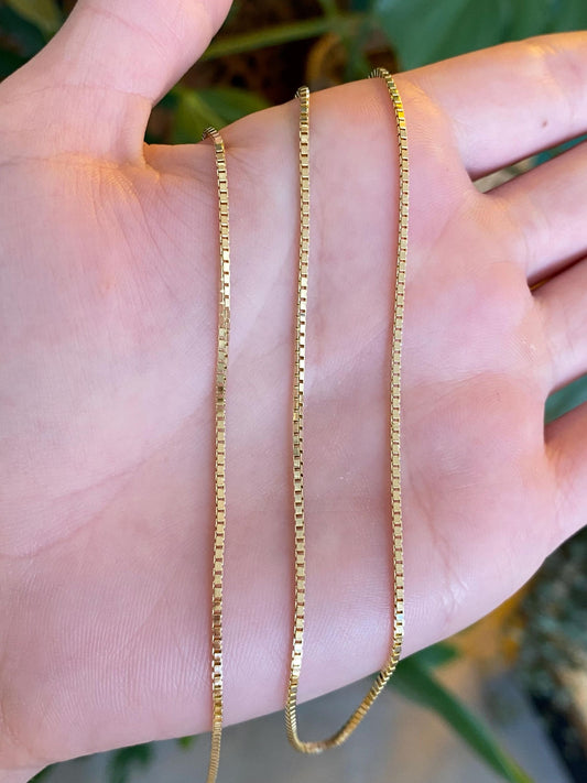 Vintage Solid 14k Yellow Gold Box Chain Necklace - 21.25 inches