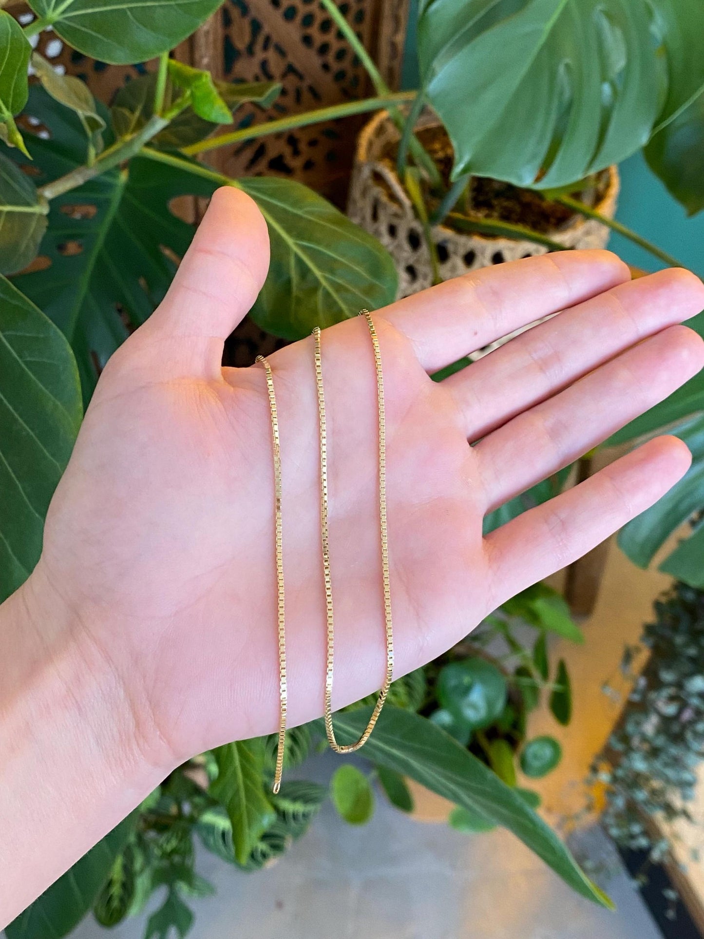 Vintage Solid 14k Yellow Gold Box Chain Necklace - 21.25 inches