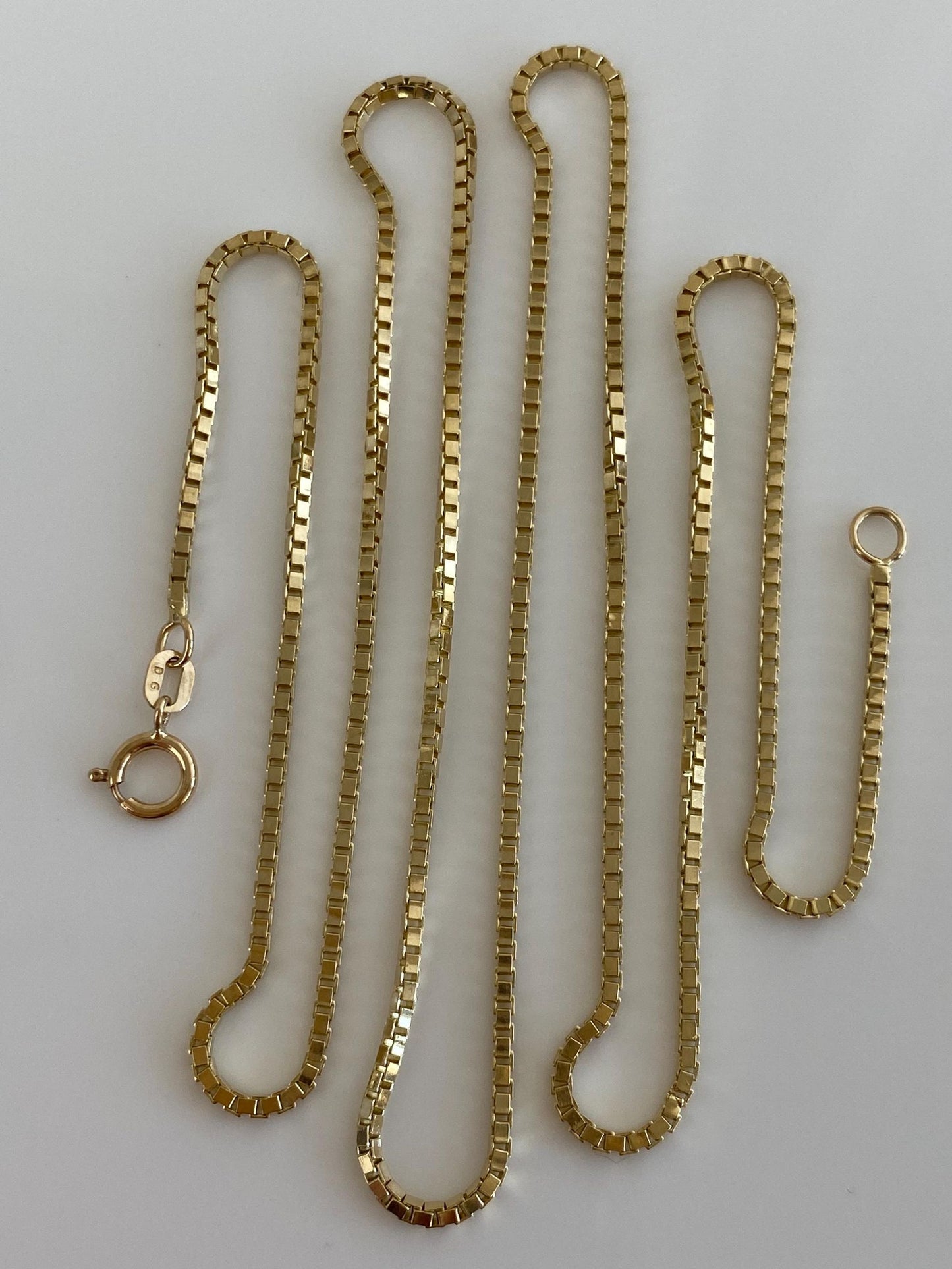 Vintage Solid 14k Yellow Gold Box Chain Necklace - 21.25 inches