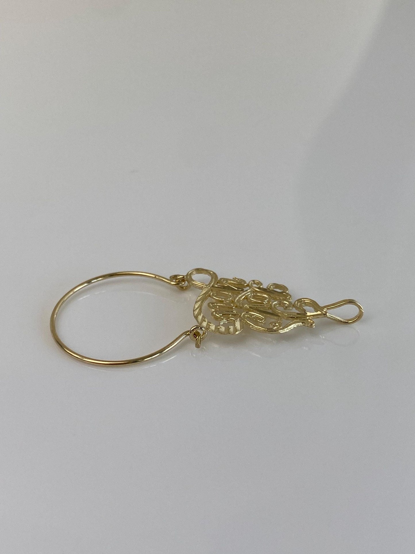Vintage Solid 14k Yellow Gold Diamond Cut 'I Love You' Charm Holder Charm