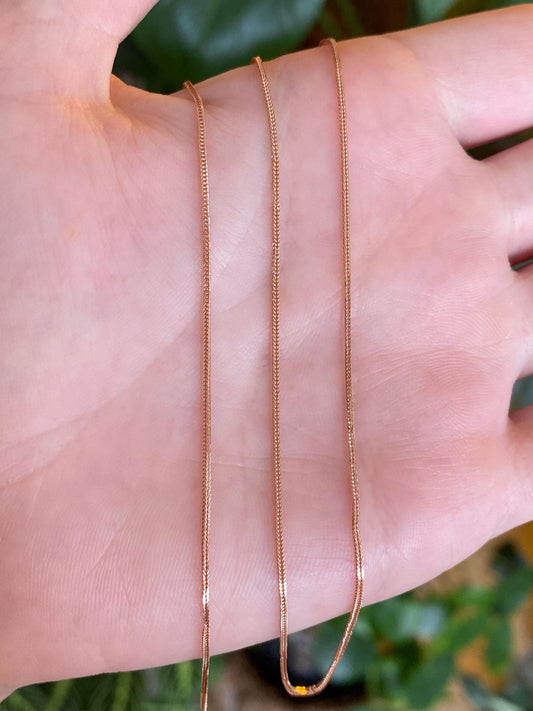 Vintage Solid 14k Rose Gold Wheat Chain Necklace - 20.25 inches
