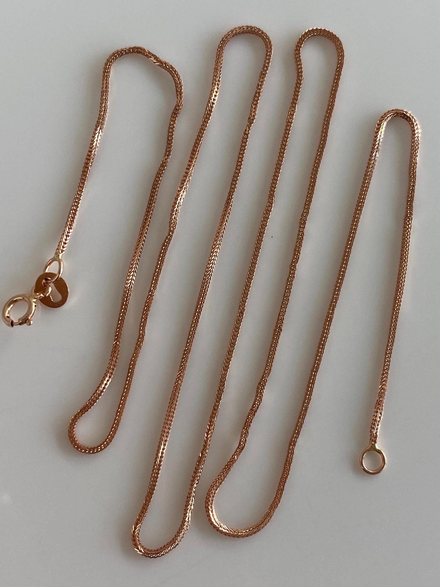 Vintage Solid 14k Rose Gold Wheat Chain Necklace - 20.25 inches