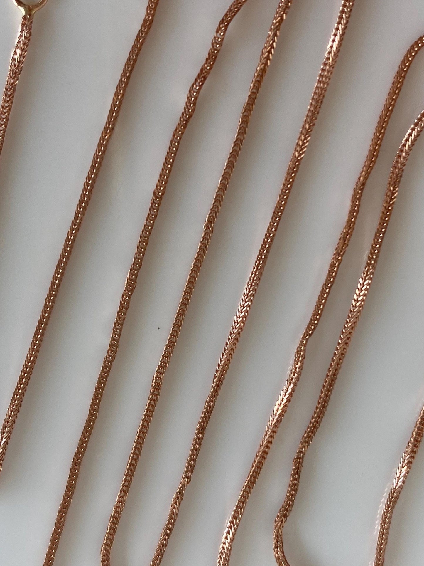 Vintage Solid 14k Rose Gold Wheat Chain Necklace - 20.25 inches