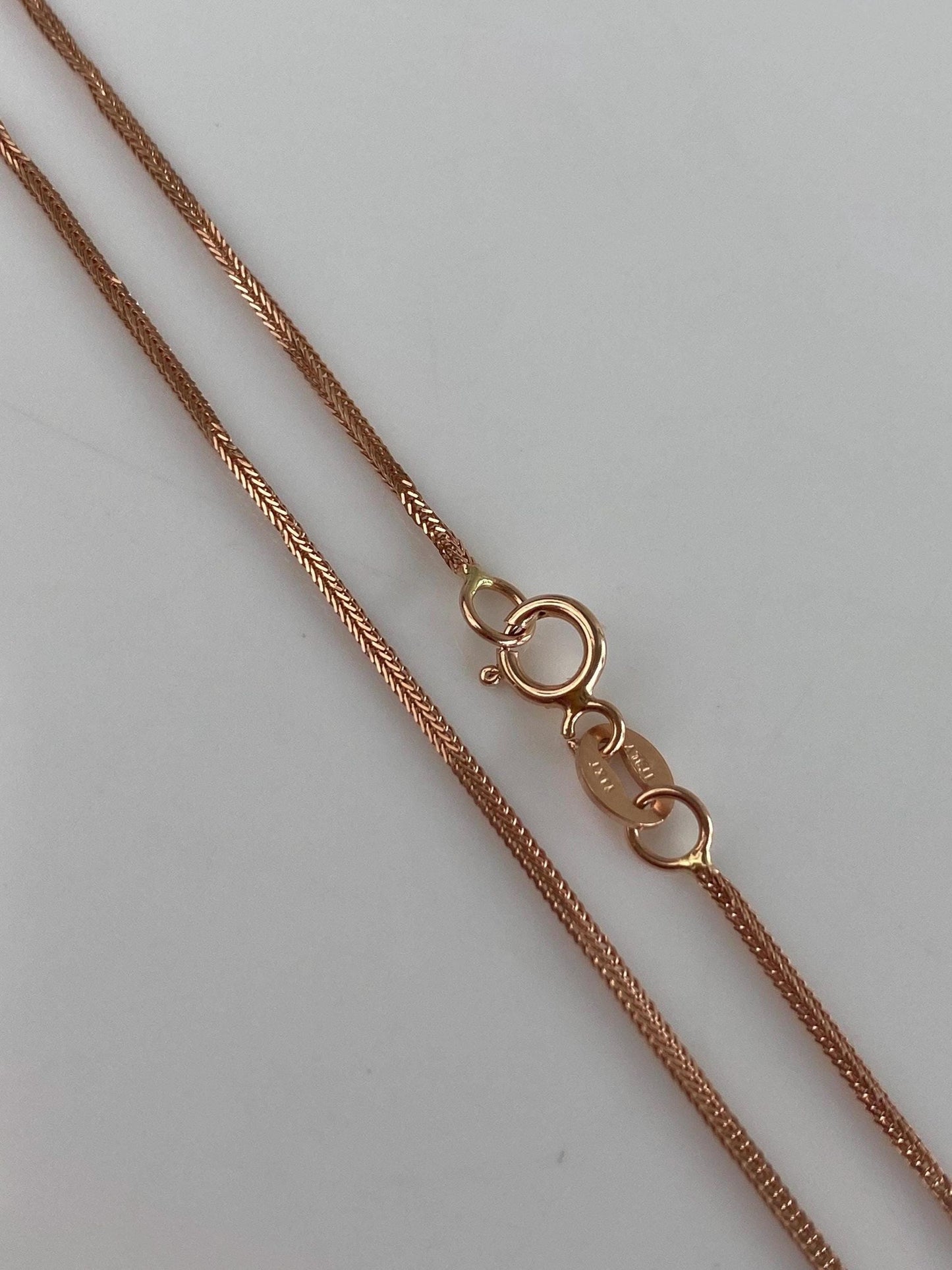 Vintage Solid 14k Rose Gold Wheat Chain Necklace - 20.25 inches