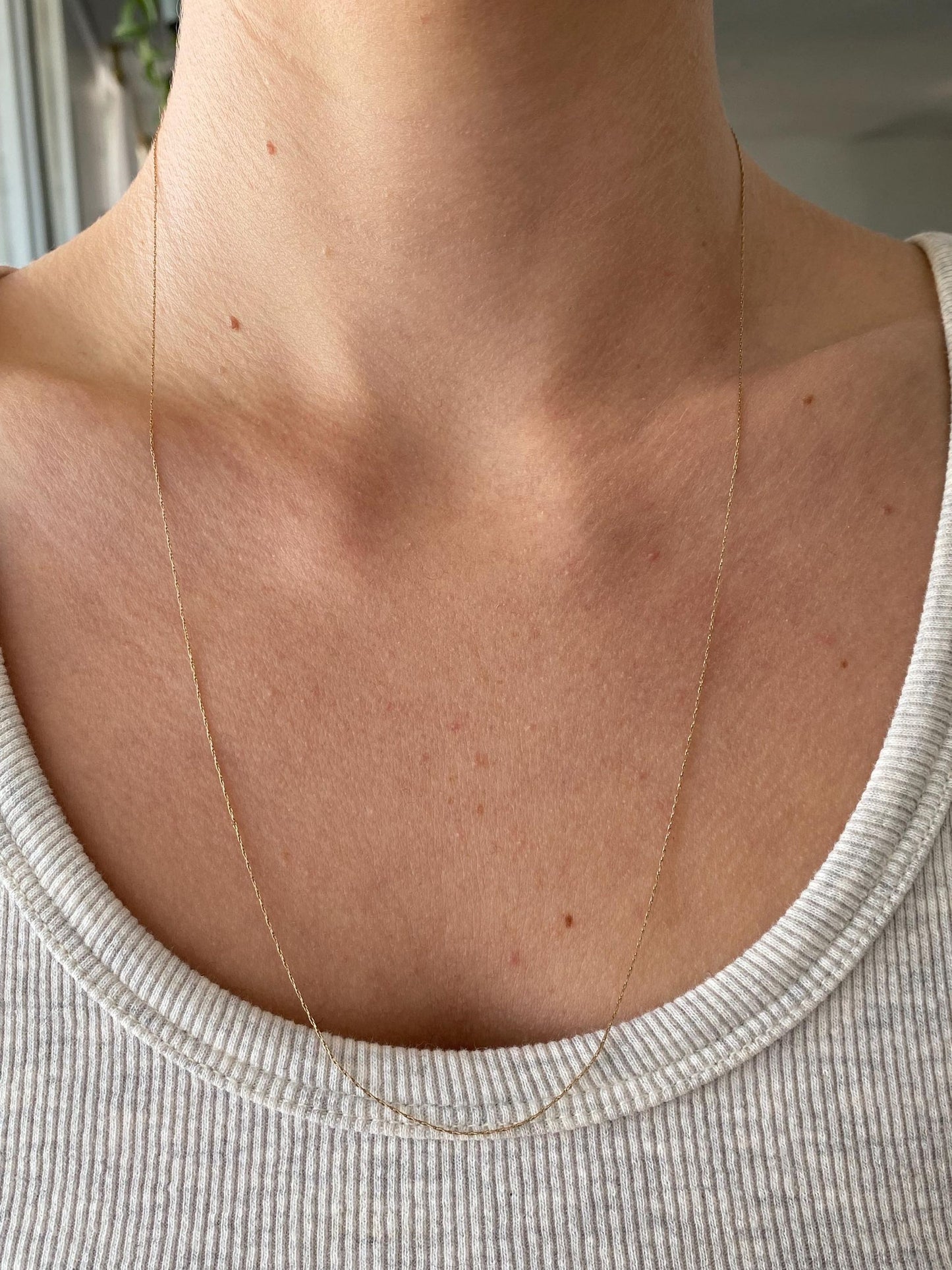 Vintage Solid 10k Yellow Gold Dainty Chain Necklace - 22.75 inches