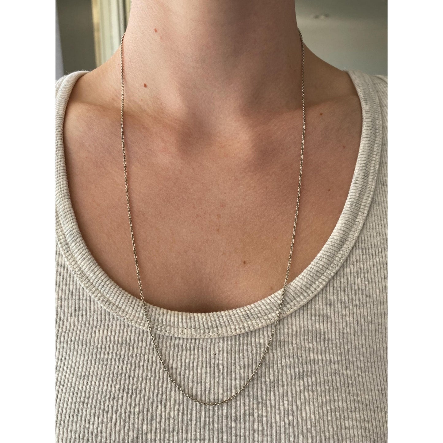 Vintage Solid 14k White Gold Rolo Chain Necklace - 25.75 inches