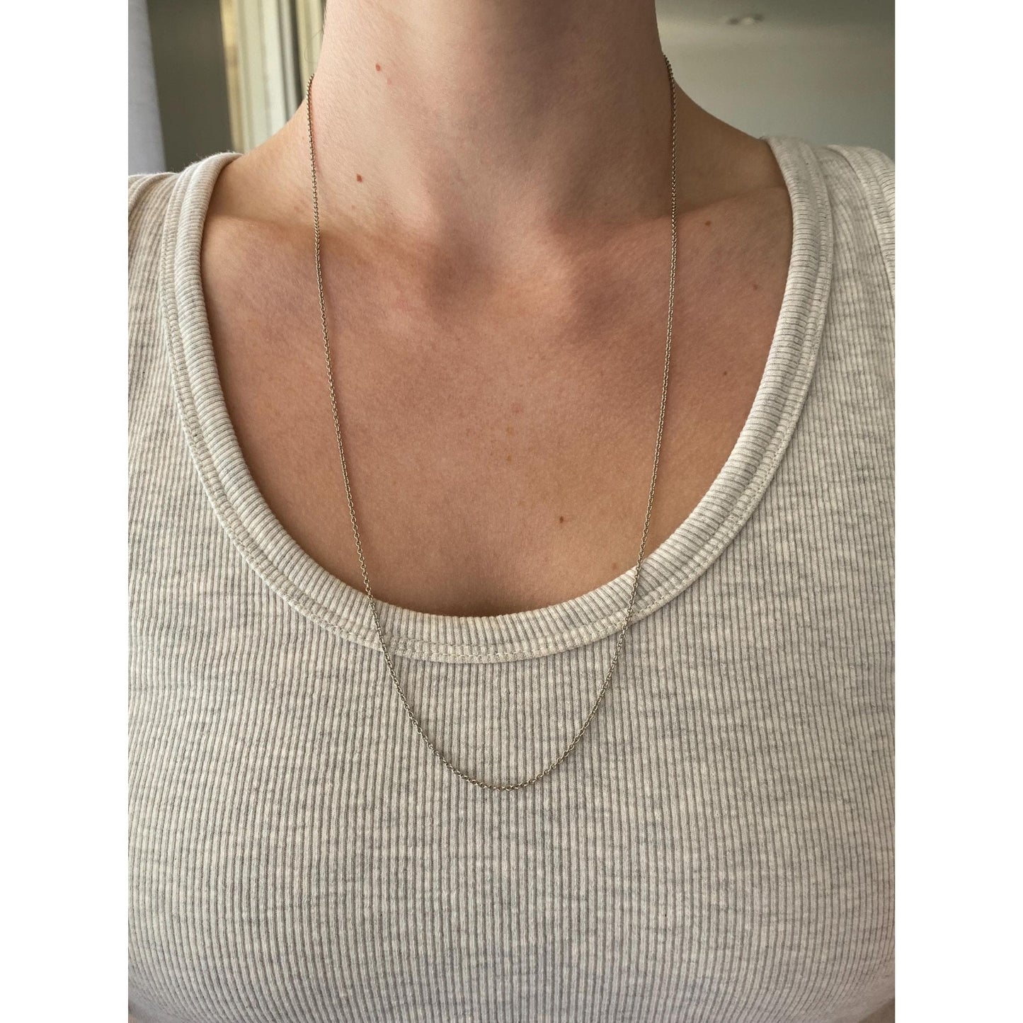 Vintage Solid 14k White Gold Rolo Chain Necklace - 25.75 inches