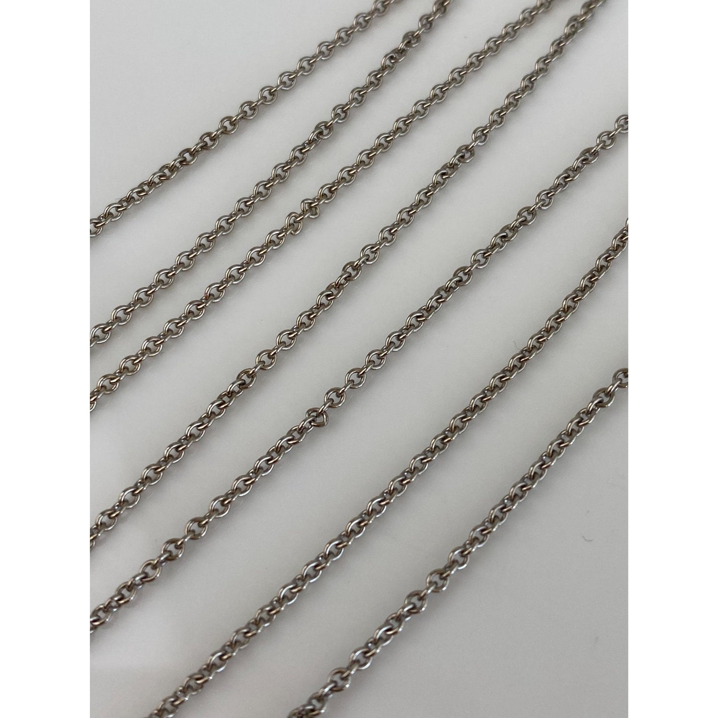 Vintage Solid 14k White Gold Rolo Chain Necklace - 25.75 inches