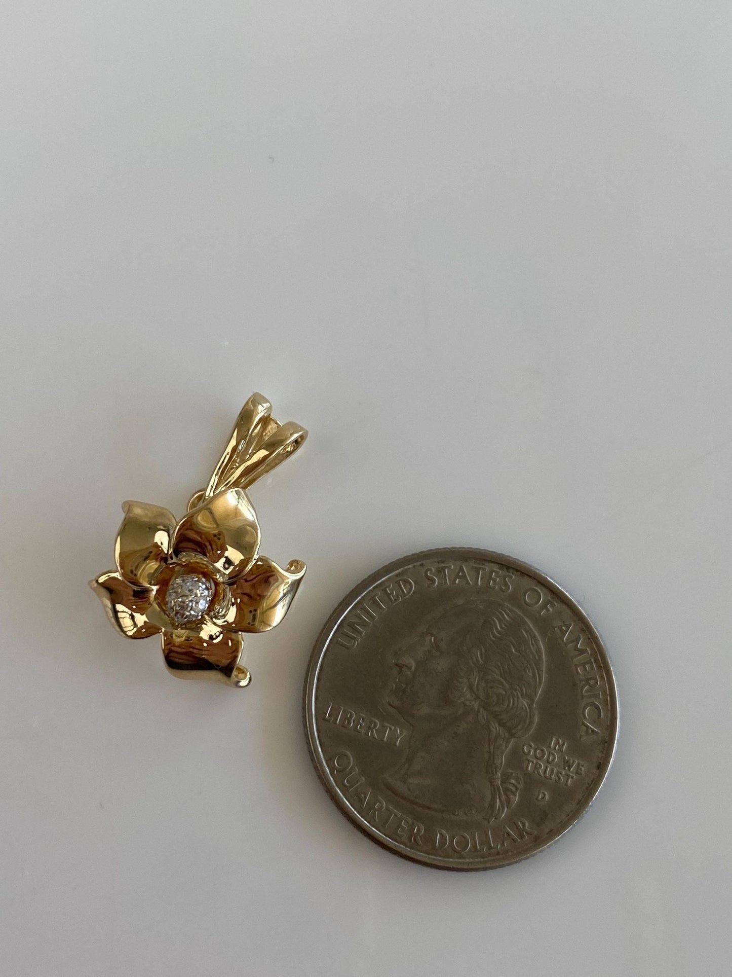 Vintage Solid 14k Yellow Gold Diamond Cluster Flower Charm