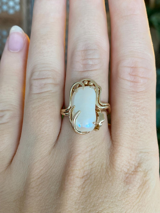 Vintage Solid 14k Yellow Gold Freeform Pearl Ring - Size 7
