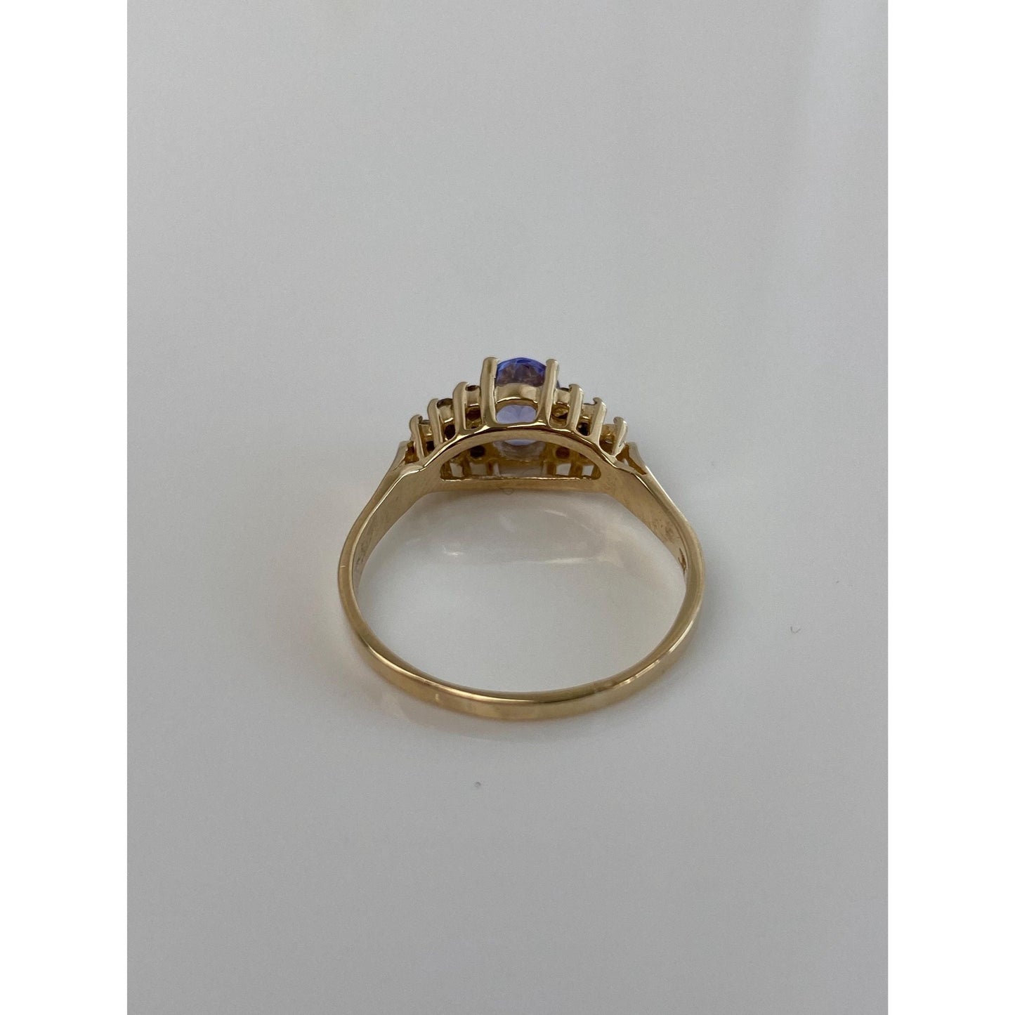 Solid 14k Yellow Gold Diamond Tanzanite Ring - Size 8