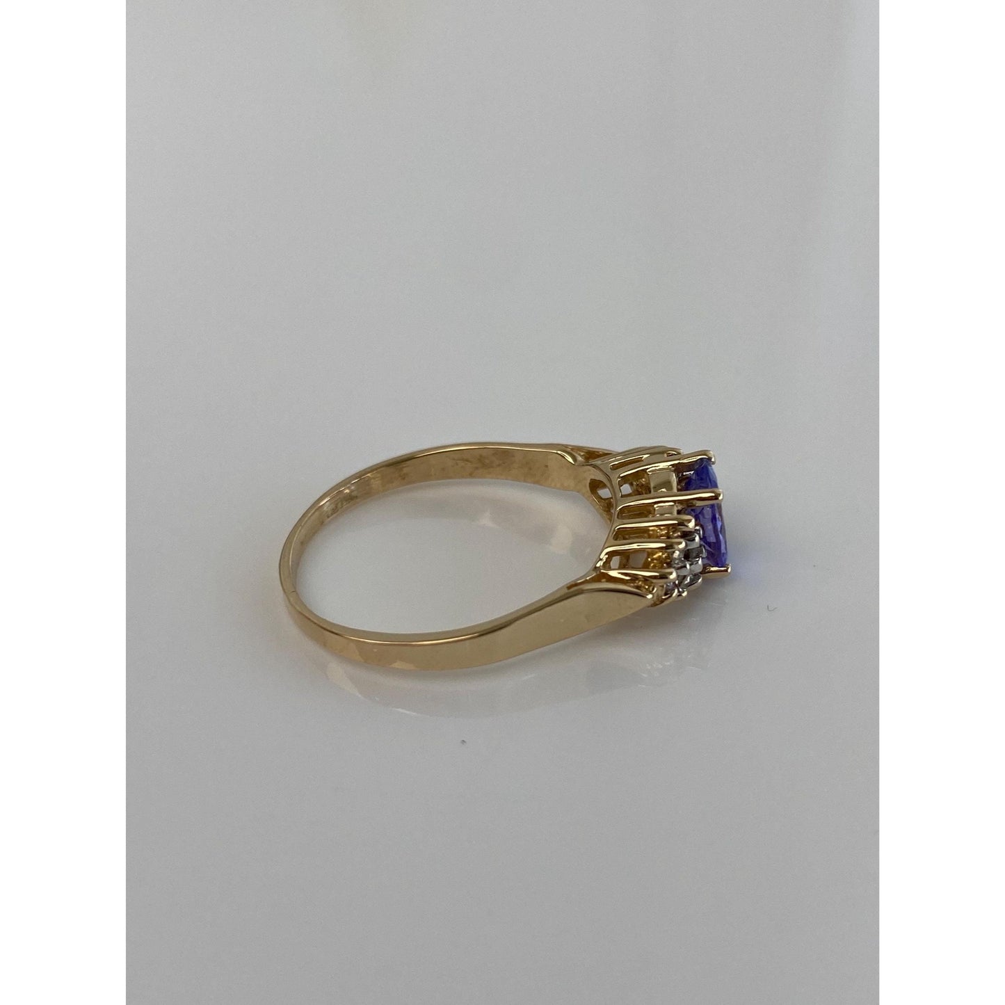 Solid 14k Yellow Gold Diamond Tanzanite Ring - Size 8