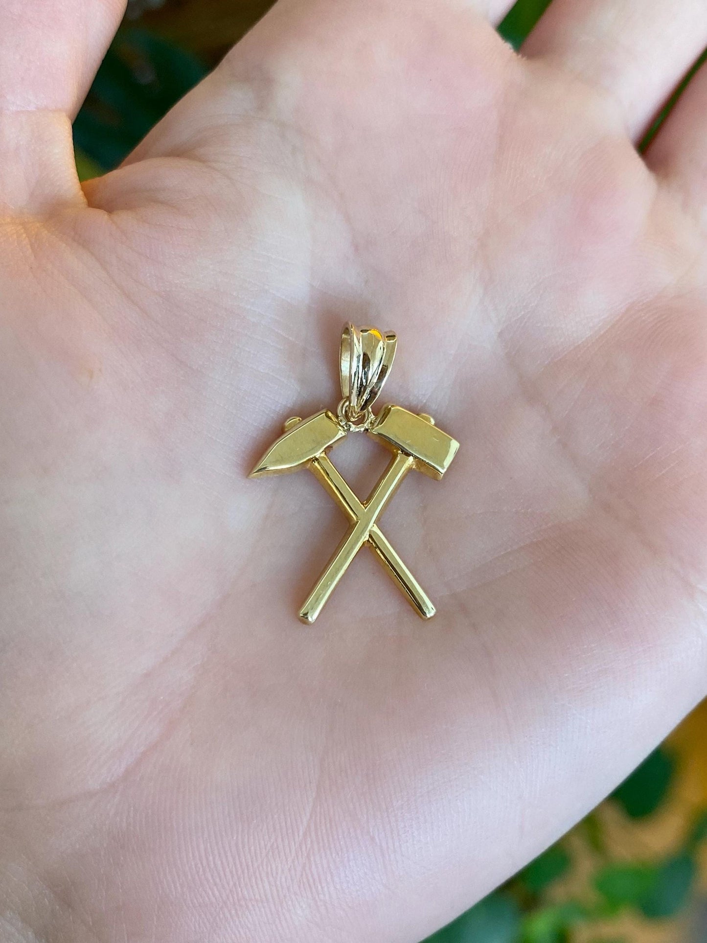 Tiffany & Co. Solid 14k Yellow Gold Miners Blacksmith Hammer and Chisel Charm
