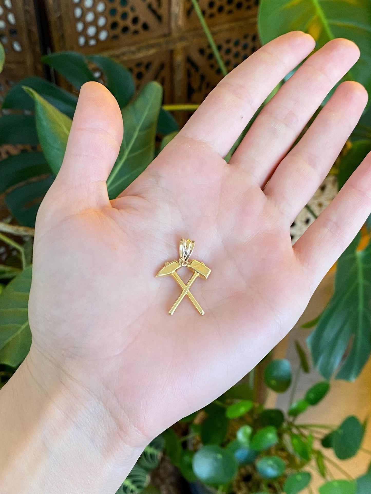 Tiffany & Co. Solid 14k Yellow Gold Miners Blacksmith Hammer and Chisel Charm