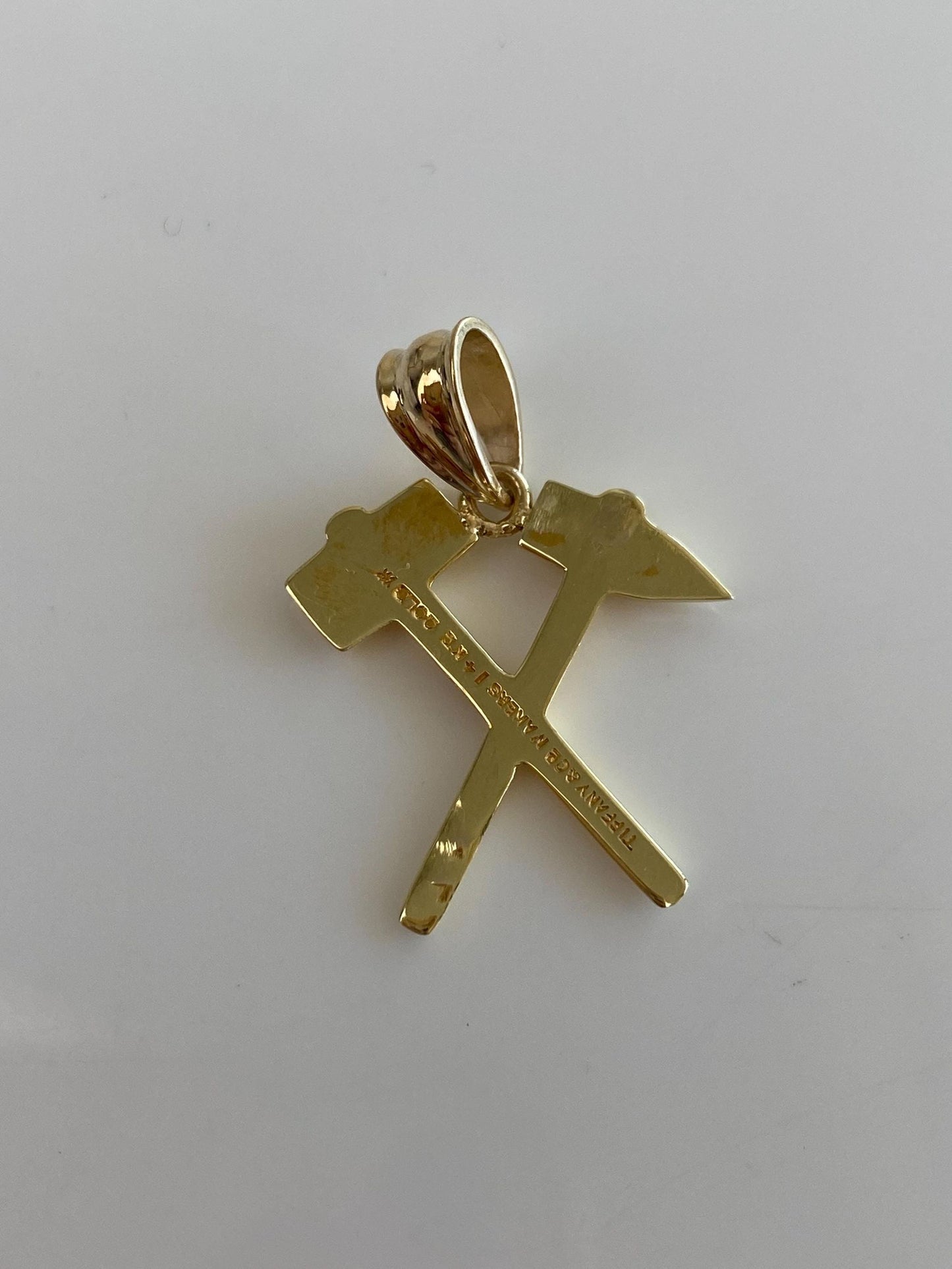 Tiffany & Co. Solid 14k Yellow Gold Miners Blacksmith Hammer and Chisel Charm
