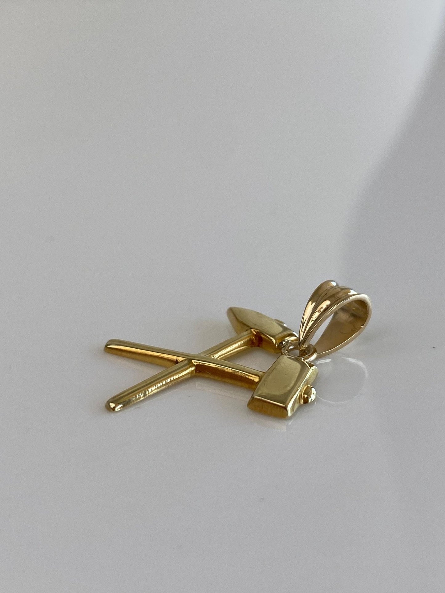 Tiffany & Co. Solid 14k Yellow Gold Miners Blacksmith Hammer and Chisel Charm