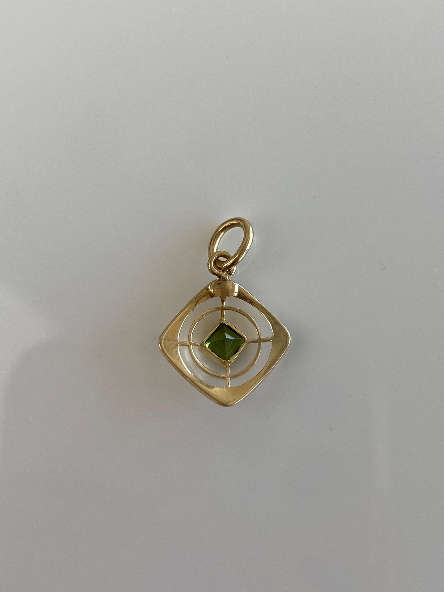 Solid 14k Yellow Gold Enamel Peridot Open Work Stick Pin Conversion Charm